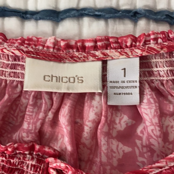 Semi sheer peasant style Chico’s top size 1 - Picture 2 of 3